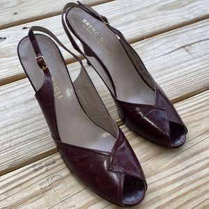 VINTAGE BRUNO MAGLI Burgundy Leather Slingback Heels